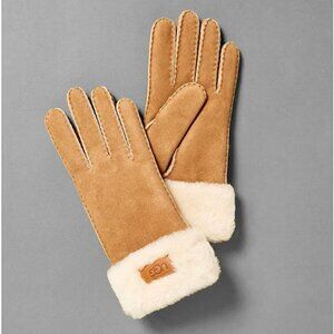 UGG AUSTRALIA Women's Sheepskin Turn Cuff Gloves in Chestnut Size S